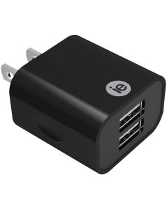 2.4A 2 USB WALL CHRGR BLK